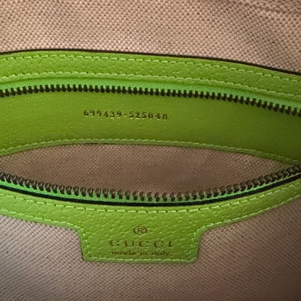Gucci Beige and Neon Green GG Shoulder Bag - Picture 10 of 14